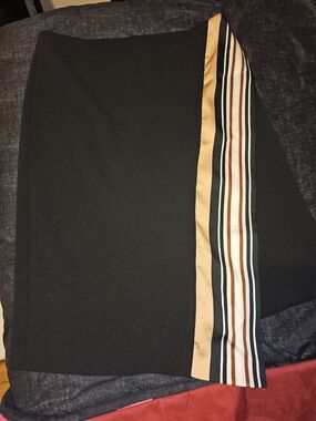 DKNY Black Pencil Skirt with Striped Side Panel